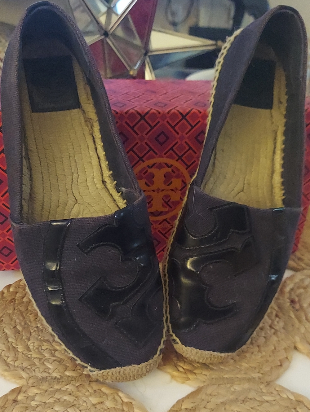 Tory Burch Navy Espadrille Flats Shoes Size 8.5